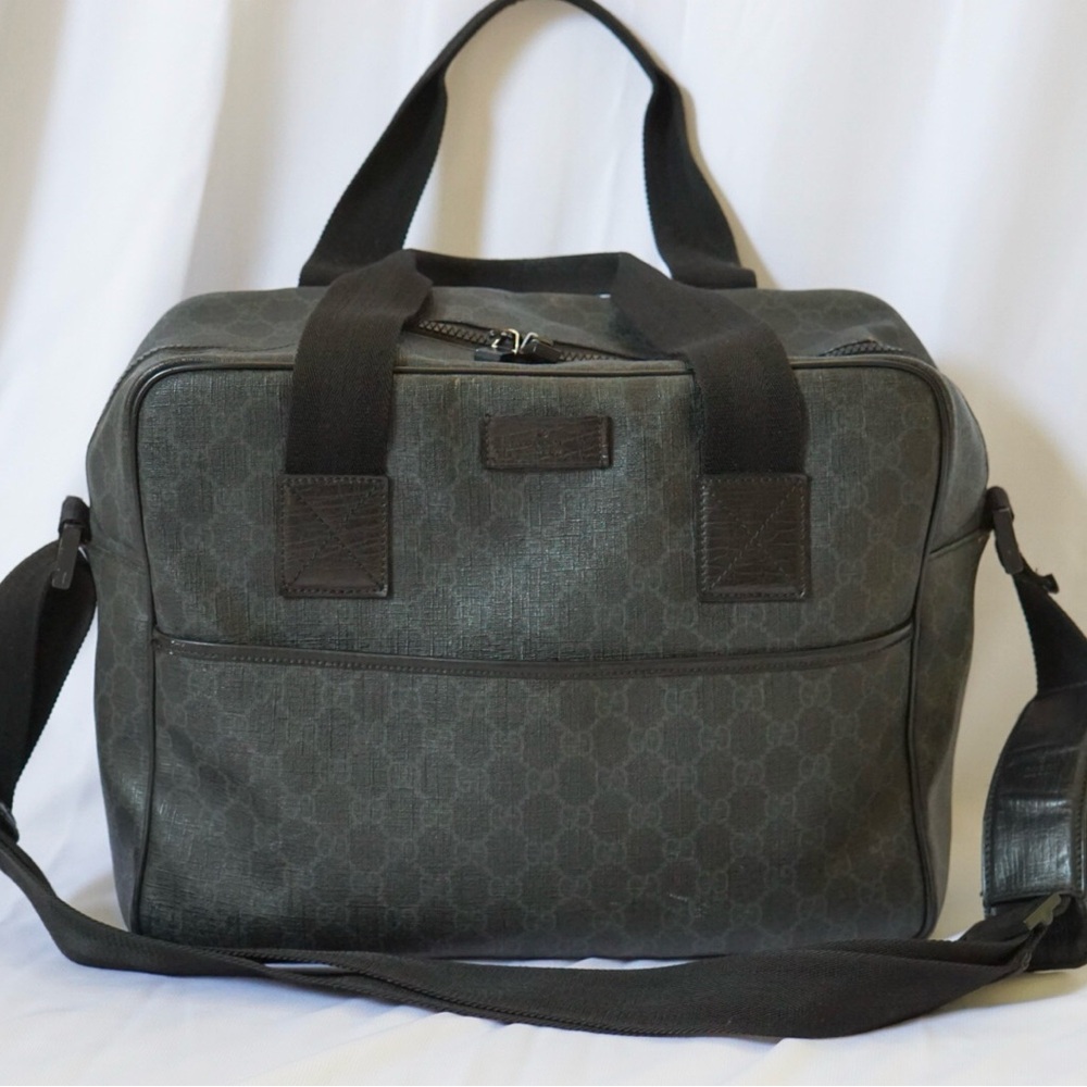 [MINOR DAMAGE SEE BELOW] Gucci GG Coated Canvas Laptop Messenger Bag
